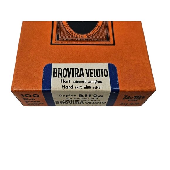 VTG Agfa Brovira Veluto Photo Paper Hard Extra White Velvet 100 Sheets 3x4 1/8" - Picture 2 of 7